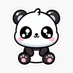 a cute panda bear sticker on a white background