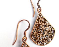 Copper Earrings Dangle Drop Copper Jewelry Boho Jewelry | Etsy Bohemian Teardrop Jewelry With Intricate Design, Pierced Bohemian Teardrop Earrings For Gifts, Bohemian Teardrop Earrings With Intricate Design As Gift, Bohemian Teardrop Earrings With Intricate Design For Gift, Bohemian Teardrop Earrings For Pierced Ears In Copper, Bohemian Bronze Teardrop Earrings Gift, Bohemian Teardrop Copper Earrings For Pierced Ears, Bohemian Teardrop Earrings With Intricate Design, Bohemian Brass Teardrop Earrings For Gift