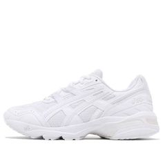 Asics Gel 1090 'White' 1021A275-101 (SNKR/Unisex/Low Top) Classic White Running Shoes For Streetwear, Classic White Running Shoes, Classic White Streetwear Running Shoes, Classic White Running Shoes For Light Sports, White Classic Running Shoes For Casual Use, Classic White Lace-up Running Shoes, White Asics Low-top Running Shoes, White Low-top Asics Running Shoes, Asics White Running Shoes With Cushioned Footbed