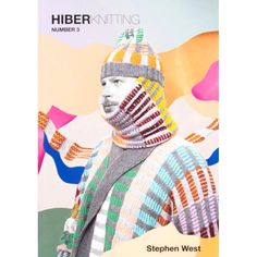 a man wearing a knitted hat and scarf with the words hiber knitting on it