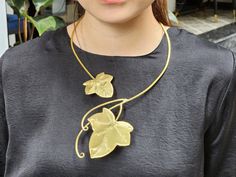 Gold Necklace - Brass Necklace - Statement Necklace - handmade jewelry This is such a fabulous gold brass necklace! it is carved by hand with the Maple Leaf.  The necklace is bendable, please bend the product along your collarbone to adjust the necklace to be fit to your neck! ►Handcrafted from 100% pure brass by Vietnam skilled craftsman. Perfect item for outfit everyday, brass collection or photography. These necklace are perfect for impressive outfit or can be a special gift for friends, fami Hand Forged Gold Brass Necklaces, Handmade Gold Pendant Choker, Gold Brass Necklaces With Unique Variations, Handmade Gold Brass Necklace, Hand Forged Gold Necklace For Gift, Gold Pendant Necklace With Unique Design, Gold Necklace Unique, Maple Leaf Necklace, Necklace Unique