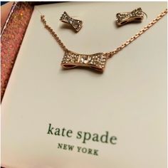 ~ It's Always A Good Time To Add A Little Sparkle! ~ *New In Gift Box.* Lovely Pendant Necklace & Matching Stud Earrings By Kate Spade Featuring A Cubic Zirconia Pave Signature Spade Charm. In 14k Rose Gold Plate. Necklace Is 16" Long With 3" Extender. Post Back Earrings. Signature Kate Spade Tag At Lobster Clasp. Brand New With Tags. In Pink Glittering Kate Spade Gift Box. Affordable Gold Jewelry By Kate Spade, Luxury Kate Spade Necklace For Gift, Gold Plate Necklace, Long Drop Necklace, Champagne Necklace, Mrs Necklace, Watermelon Necklace, Flamingo Necklace, Ivory Necklace