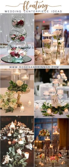 wedding centerpieces with candles and flowers