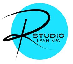 the logo for studio flash spa, which is located in front of a blue circle