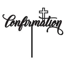 the word confrontation written in cursive writing with a cross on top of it