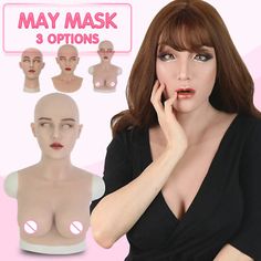 ad eBay - Application: Crossdressing, party, cosplay, transgender, male to female. &To avoid discoloration of other clothes, don’t clean the mask with other clothes. 1: Realistic skin texture, with clear and delicate facial features. Female Silicone Mask, Female Mask Realistic, Mask Full Face, Silicone Masks, Female Mask, Female Transformation, Theatre Costumes, Facial Features, The Mask