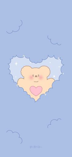 a teddy bear with a heart in the clouds