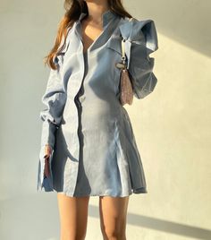 Mr.Mandarin Shirt Dress — ONARIN Open Sleeves, Open Sleeve, Minimal Chic, New Wardrobe, Corset Dress, Hijab Fashion, Dress Shirt, Fashion Inspo Outfits, Fashion Inspo