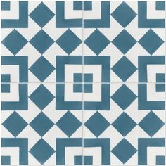 a blue and white tile pattern with squares