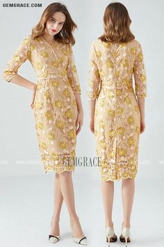 10% off now|Free shipping world-wide. L-5XL Gold Embroidered Sheath Party Dress with Half Sleeves at GemGrace. Click to learn our pro custom-made service for wedding dress, formal dress. View #WeddingGuestDresses for more ideas. Mother Of The Bride Half Sleeve Dresses For Spring, Mother Of The Bride 3/4 Sleeve Dress For Banquets, Elegant Gold Dress With Short Sleeves, Elegant Gold Dresses With Short Sleeves, Elegant Short Sleeve Gold Dresses, Spring Mother Of The Bride Dress With 3/4 Sleeves, 3/4 Sleeve Mother Of The Bride Dress For Party, Gold Summer Dress For Banquet, Gold Summer Banquet Dress