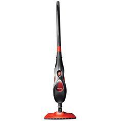 a black and red vacuum on a white background