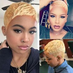 Blond Pixie, Layered Pixie Cut, Grey Wigs, Hairstyles Wigs, Human Hair Wigs Blonde, Short Afro, Cheap Wigs, Short Human Hair Wigs, Short Sassy Hair