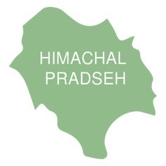 the words himachal pradseh in white on a green background