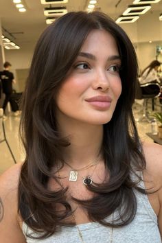 Platinový Blond, Brown Layered Hair, Face Framing Hair, Brunette Hair Cuts, Brown Hair Inspo