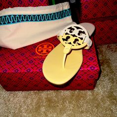 Tory Burch Milller Sandal Size 10 Dust Bag Included, Sorry No Tags Designer Yellow Sandals For Beach, Designer Yellow Sandals For The Beach, Miller Sandal, Sandals Brands, Tory Burch Shoes, Women's Shoes Sandals, Yellow White, Tory Burch, Shoes Sandals