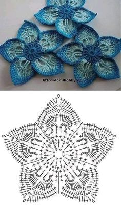 crocheted doily with four flowers on the top and one in the middle