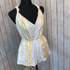 Dolci Vita Linen Romper With Yellow And Black Detail. Open Back, Button Neck Closure. Perfect Festival Piece. Nwot #Romper #Summer #Festival Spring Yellow Jumpsuits And Rompers, Yellow Jumpsuits And Rompers For Spring, Spring Yellow Cotton Jumpsuits And Rompers, Yellow Cotton Jumpsuits And Rompers For Spring, Casual Yellow Cotton Jumpsuits And Rompers, Cute Yellow Jumpsuits And Rompers For Summer, Cute Yellow Jumpsuit And Romper For Summer, Cute Yellow Summer Jumpsuit Or Romper, Yellow Fitted Cotton Jumpsuits And Rompers