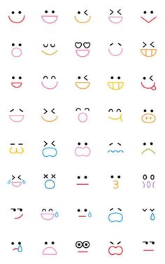 the different types of emoticions are shown in this image, including eyes and mouths