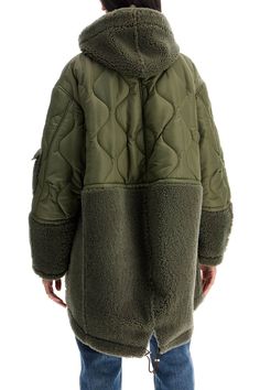 The Blancha oversized parka features a patchwork effect with panels made of quilted nylon and shearling. It has a hood, double zip closure, three front pockets with flaps, and one on the left sleeve. The adjustable asymmetrical hem has a drawstring and a back slit. Lined. The model is 177 cm tall and wears size IT 40. Composition: 100% ovis aries aries, 100% PA Oversized Parka, Makeup Travel Case, Rene Caovilla, Pleats Please Issey Miyake, Asymmetrical Hem, Beauty Accessories, Asymmetric Hem, Accessories Design, Shoe Laces