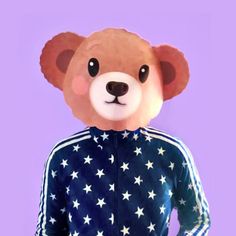 a teddy bear wearing a jacket with stars on it