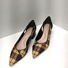 Nwot Tan And Black Plaid Leather Cowhide Heels By Preston And York. Excellent Condition. 1 1/2" Heel Beige Low Heel Court Shoes For Fall, Fall Low Heel Shoes With Heel Strap, Fall Court Shoes With Heel Strap And Block Heel, Fall Court Shoes With Heel Strap For Office, Fall Workwear Closed Toe Kitten Heels, Fall Workwear Kitten Heels With Closed Toe, Fall Office Court Shoes With Heel Strap, Fall Office Kitten Heels, Beige Heels With Contrasting Heel Counter For Fall