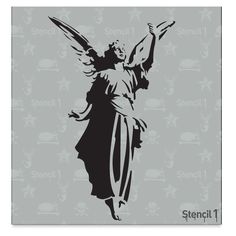 Taking inspiration from street art  Stencil1 Stencils feature bold  graphic designs that add oomph to any art  craft  or decor project. They're durable  washable  and reusable  and make a statement on many surfaces. Use them again and again to make unique art  handmade gifts  and more. - Stencil1 Stencil - Angel  5-3/4" x 6" Angel Stencil, 42 Tattoo, Laser Cut Stencils, Stencil Design, Stencil Diy, Stencil Art, Silhouette Art, Angel Art, Mixed Media Artists