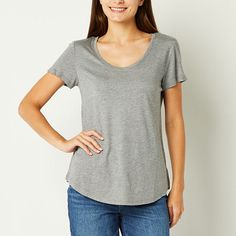 An everyday t-shirt is essential for every wardrobe to pair with everything, whether worn under a blazer or alone with jeans. This scoop-neck women's short-sleeve tee from a.n.a is made from a super-soft jersey with a curved hem for easy layering.Features: EssentialsFit: Regular FitNeckline: Scoop NeckSleeve Length: Short SleeveSleeve Style: Cap SleeveApparel Length: 26 InchesFiber Content: 70% Rayon, 30% PolyesterFabric Description: JerseyCare: Machine Wash, Tumble DryCountry of Origin: Importe Shirt Shop, Short Sleeve Tee, Shirts Tops, Scoop Neck, T Shirts For Women, Womens Shorts, Blazer, T Shirts, Wardrobe