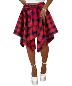 PRICES MAY VARY. Material: this flowy plaid mini skorts skirts are made by comfy quality polyester materials, it is comfy, lightweight and Breathable. Features: 90s vibes plaid pattern, grunge pleated design, irregular hem, flared A-line shape, and elastic waist attached inner shorts underwear, above knee length, shirt-sleeve-style ties y2k hipster design, just like tying plaid overshirts around our waist. Occasions: pleated plaid skirt is suit for Goth, Dating, Golf orTennis Sports, Leisure, St Skirt With Knee High Socks, Red Black Outfit, Pleated Plaid Skirt, Skirts For Summer, Blue Plaid Skirt, Flannel Skirt, Grunge Skirt, Skirt With Pleats, Hipster Design