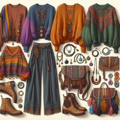 Autumn Boho Outfits, Boho Christmas Outfit, Casual Boho Outfits, Look Boho Chic, Mode Hippie, Earthy Outfits, Estilo Hippie, Boho Style Outfits, Boho Chic Outfits