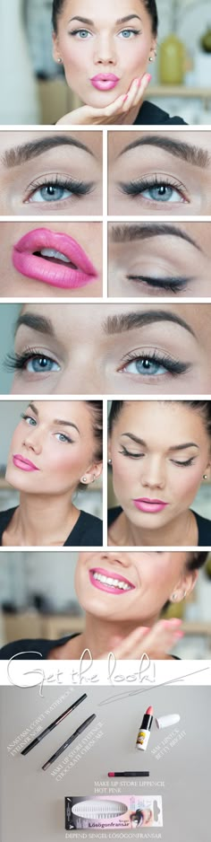 Fresh and pink Hot Pink Lipstick Makeup Look, Hot Pink Lipstick Makeup, Pink Lipstick Makeup Look, Linda Hallberg Makeup, Hot Pink Lipstick, Pink Lipstick Makeup, Linda Hallberg, Pink Lipstick