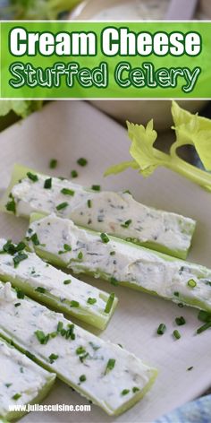 this is an image of cream cheese stuffed celery