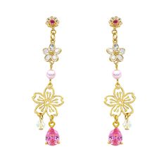 18K Gold Vermeil Posts Anti-tarnish, Anti-allergy. Pink Gold Plated Pierced Earrings, Pink Dangle Gold Plated Earrings, Pink Gold Plated Dangle Earrings, Pink Gold-plated Pierced Earrings, Pink Tarnish Resistant Drop Earrings, Pink Tarnish-resistant Drop Earrings, Rave Fits, Pink Accessories, U Can