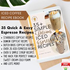 the recipe book is open and ready to be used for coffee, tea or ice cream