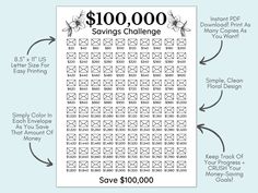 the $ 100, 000 savings challenge is shown in black and white with an arrow pointing to