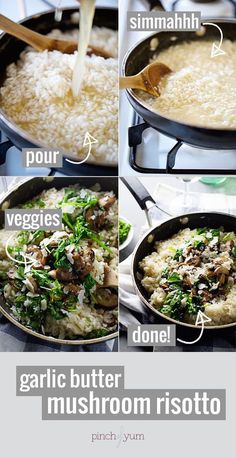 how to make garlic butter mushroom risotto with step by step instructions and pictures