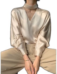 Formal V-neck Solid Color Tops, Solid Color V-neck Blouse For Party, Elegant Solid Color Blouse For Party, Elegant V-neck Top, Beige V-neck Solid Color Blouse, Beige V-neck Solid Blouse, Beige V-neck Blouse Solid Color, Gold V-neck Blouse For Work, Elegant Solid Color V-neck Tops