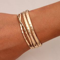 Hammered Cuff Bracelets, 14K Yellow Gold Filled (351.352.ygf.4) Gold Bracelets Bangles, Gold Stackable Cuff Bracelet For Anniversary, Wild Chicory, Thick Bracelets, Cuff Bracelets Gold, Jewelry Designs Ideas, Hammered Cuff Bracelet, Floating Diamond Necklace, Gold Cuff Bracelet