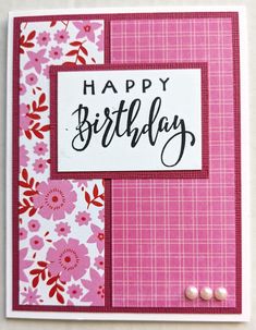 a birthday card with pink flowers on it