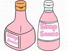 a pink bottle with the words simple sauce on it next to a smaller bottle that says,