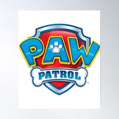 the paw patrol logo with a dog's paw on it and a paw in the center poster