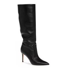 Knee Boots Leather, High Knee Boots, Heel Knee High Boots, Crystal Heels, Clothing Pieces, Heel Caps, Boots Leather, Kitten Heel, Black Leather Boots