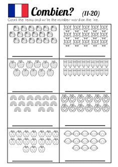 the french worksheet for numbers 1 - 20