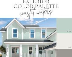 the exterior color palette for coastal waters is shown in white, blue and green tones