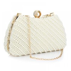 PRICES MAY VARY. Dimensions:7.87”x1.37 x4.92 (200X35X125MM)。8.66X2.99X4.92IN(220X7.6X125MM)。The pearl clutch enough capacity to keep your party essentials-keys, cell phone, lipglosses,even a small sunscreen etc. 2.Material: This pearl clutch bag is made of high quality pearls.The whole bag is handmade,the pearls are firm. We string all the pearls together by hand. The style is very exquisite and elegant. 3.The pearl clutch also comes with two separate silver chain straps, and the white clutch co White Clutch Purse, Pearl Clutch Bag, Pearl Clutch, White Clutch, Party Purse, White Purses, Evening Handbag, Luxury Women, Pharmacy Gifts