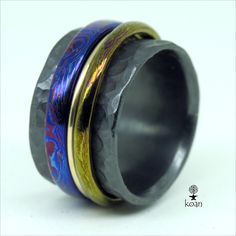 Tantalum Ring, Wooden Texture, Spinner Ring, Titanium Rings, Unique Ring