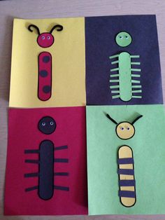 four different types of paper cut out to look like bugs and caterpillars