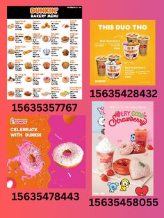 an advertisement for donuts and ice creams with the same price tag on it