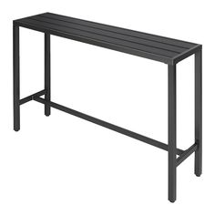 a black metal bench sitting on top of a white background