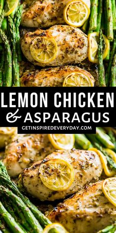 lemon chicken sheet pan dinner with asparagus and asparagus