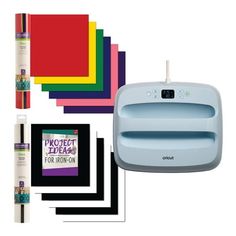 the project idea kit includes several different colored papers, a stapler, and glue